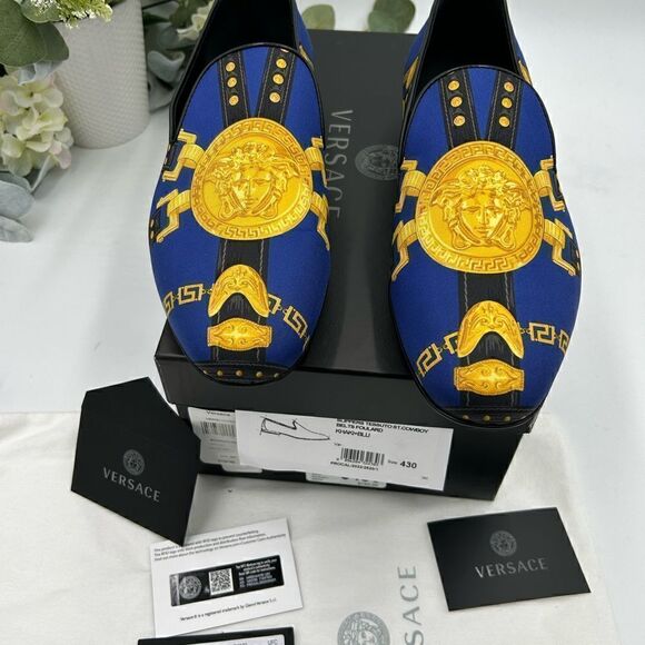 Men’s Versace medusa head silk slippers, size 43 made in Italy - Picture 3 of 10